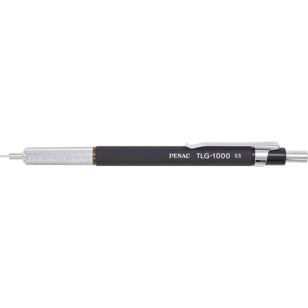 Creion mecanic profesional PENAC TLG - 1000, 0.5mm, grip metalic, varf cilindric fix, negru, in blister