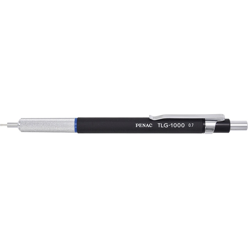 Creion mecanic profesional PENAC TLG - 1000, 0.7mm, grip metalic, varf cilindric fix, negru, in blister