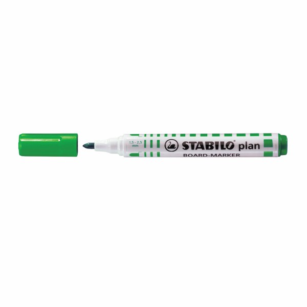 Marker pentru tabla Stabilo Plan 64, varf rotund, 2.5 - 3.5 mm, verde