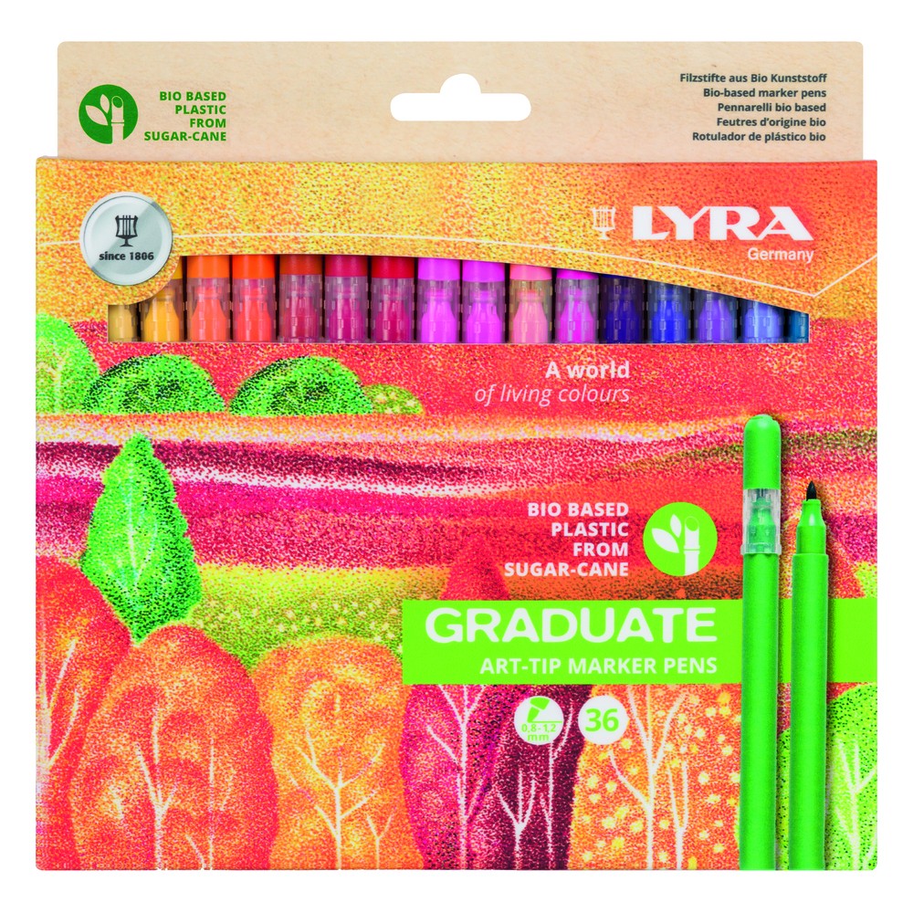 Marker bio, cerneala pe baza de apa, 36 culori/set, LYRA Graduate