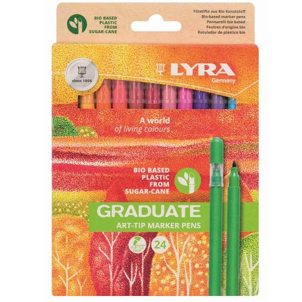 Marker bio, cerneala pe baza de apa, 24 culori/set, LYRA Graduate