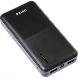 Baterie externa GRIXX Optimum - 15000mAh, cu porturi Micro USB si USB-C - neagra