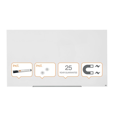 Tabla NOBO Impression Pro Widescreen 85", sticla, 190x100cm, magnetica+marker,tavita, magneti, alb