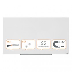 Tabla NOBO Impression Pro Widescreen 57", sticla, 126x71cm, magnetica + marker,tavita, magneti, alb