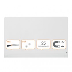 Tabla NOBO Impression Pro Widescreen 57", sticla,126x71cm, magnetica,colturi rotunjite+accesorii,alb