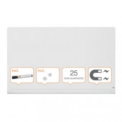 Tabla NOBO Impression Pro Widescreen 85", sticla,190x100cm,magnetica,colturi rotunjite+accesorii,alb