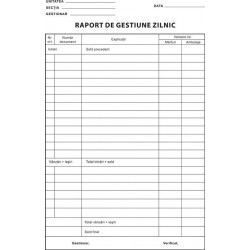 Formular raport gestiune zilnic, A4, fata, 3 carnete a 100 file/set